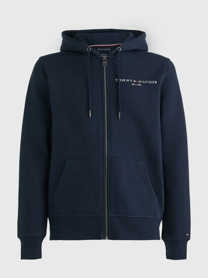 Tommy Hilfiger Logo ZipThru Hoody Desert Sky Mens Sweatshirts and Hoodies Gift Ideas