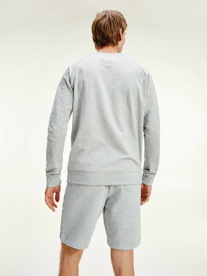 Tommy Hilfiger Long Sleeve Crew Neck Sweatshirt Grey Heather Mens Loungewear and Nightwear