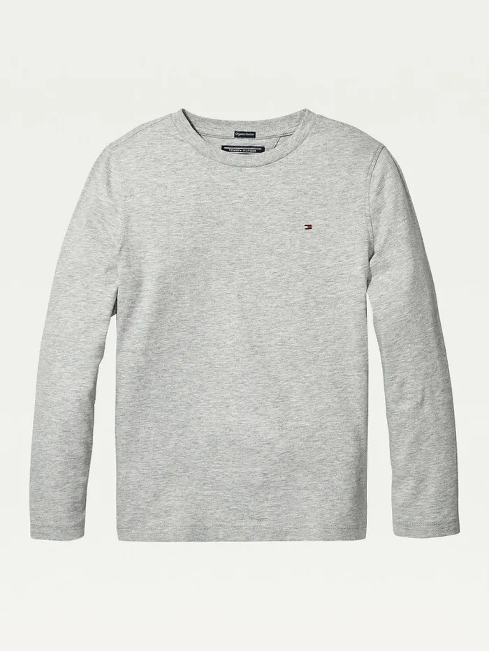 Tommy Hilfiger LongSleeve Organic Cotton TShirt Grey Heather Girls Tops and TShirts Gift for Friend Tommy Hilfiger LongSleeve Organic Cotton TShirt Grey Heather Girls Tops and TShirts Gift for Friend