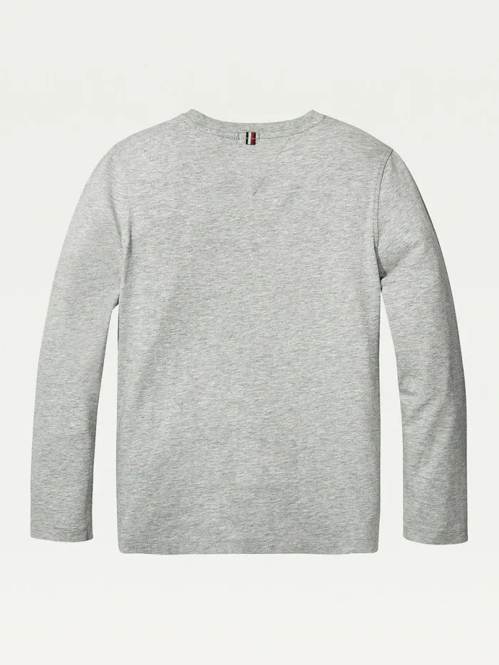 Tommy Hilfiger LongSleeve Organic Cotton TShirt Grey Heather Girls Tops and TShirts Gift for Friend