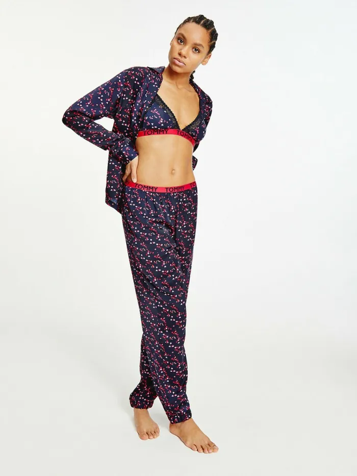 Tommy Hilfiger Long Sleeve Pyjama Set Flutter Hearts Womens Lounge and Nightwear Tommy Hilfiger Long Sleeve Pyjama Set Flutter Hearts Womens Lounge and Nightwear