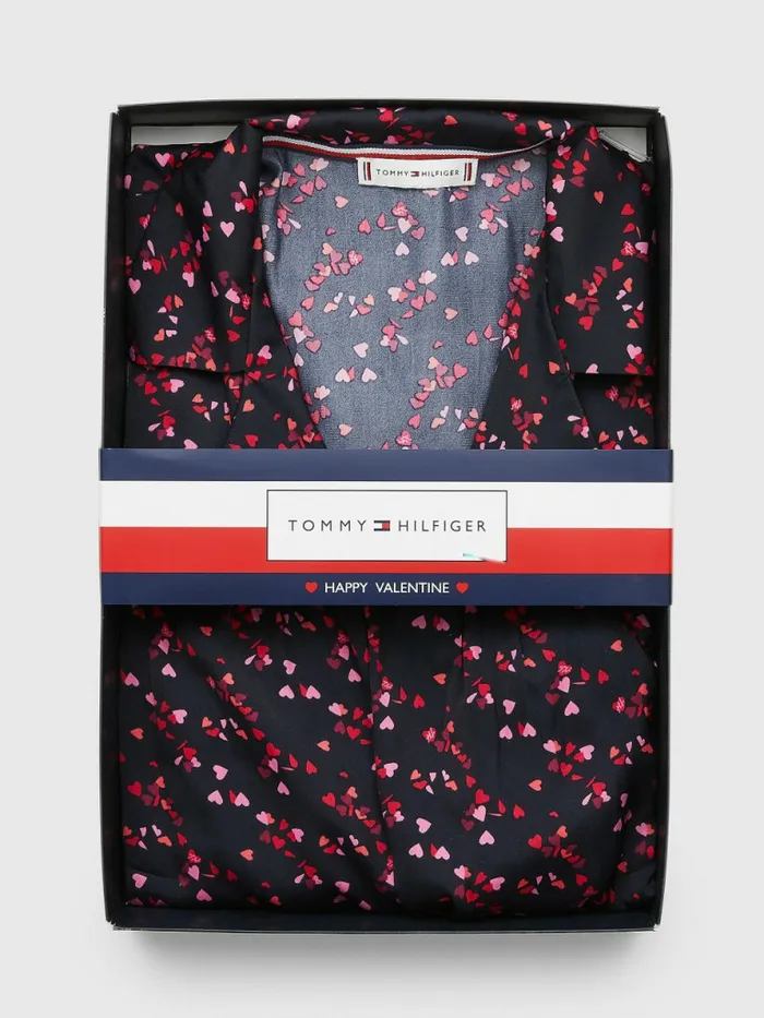 Tommy Hilfiger Long Sleeve Pyjama Set Flutter Hearts Womens Lounge and Nightwear