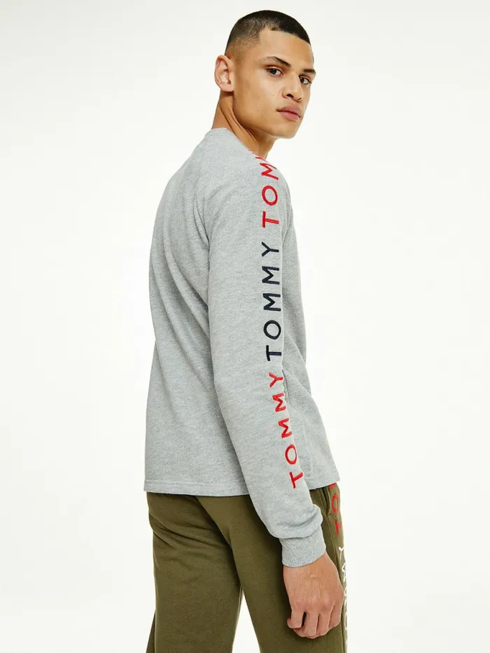 Tommy Hilfiger Lounge Embroidery Track Sweatshirt Medium Grey Heather Mens Loungewear and Nightwear Tommy Hilfiger Lounge Embroidery Track Sweatshirt Medium Grey Heather Mens Loungewear and Nightwear
