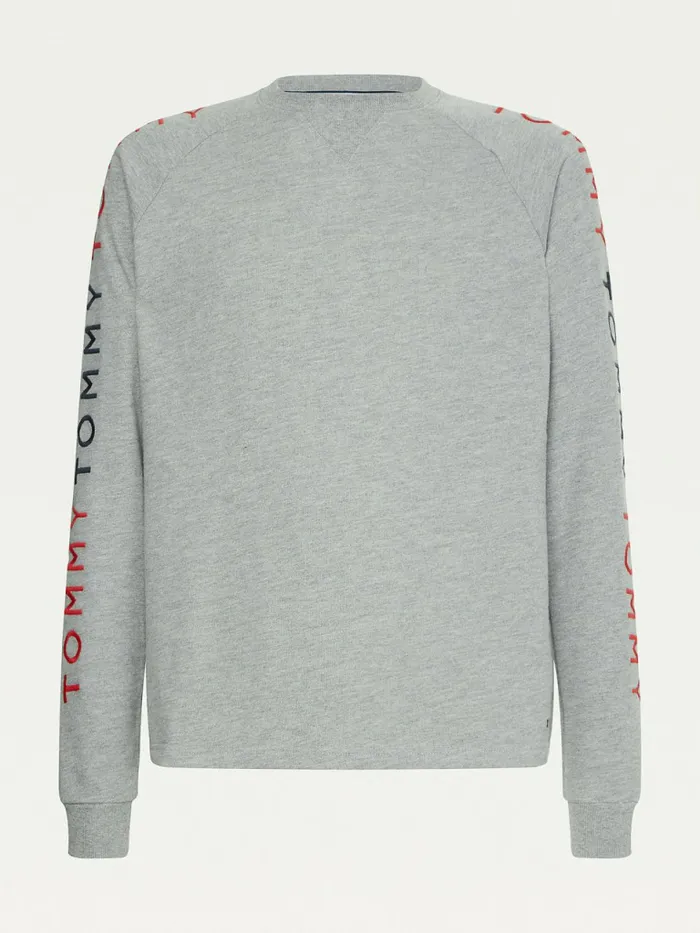 Tommy Hilfiger Lounge Embroidery Track Sweatshirt Medium Grey Heather Mens Loungewear and Nightwear