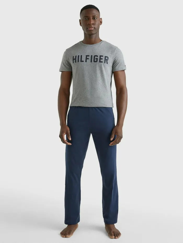 Tommy Hilfiger Lounge Logo Organic Cotton TShirt Mid Grey Heather Mens Essentials