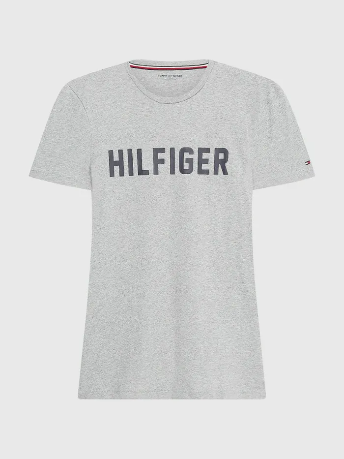 Tommy Hilfiger Lounge Logo Organic Cotton TShirt Mid Grey Heather Mens Essentials