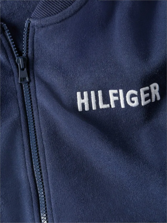 Tommy Hilfiger Lounge Signature Tape Bomber Jacket Twilight Mens Sweatshirts and Hoodies On Sale