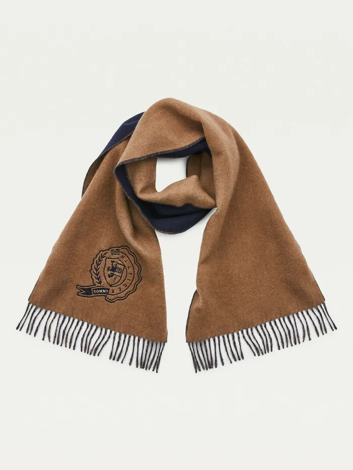 Tommy Hilfiger Lux Cashmere Wool Crest Scarf Camel Mix Womens Hats and Scarves Online Tommy Hilfiger Lux Cashmere Wool Crest Scarf Camel Mix Womens Hats and Scarves Online