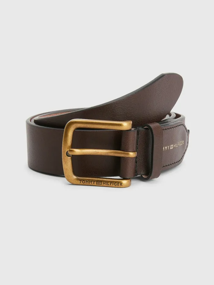 Tommy Hilfiger Luxe Leather Brushed Buckle Belt Tree Bark Brown Mens Belts Popular Tommy Hilfiger Luxe Leather Brushed Buckle Belt Tree Bark Brown Mens Belts Popular