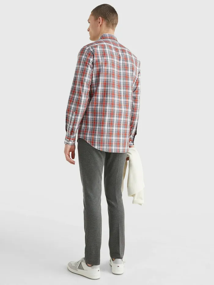 Tommy Hilfiger Madras Check Regular Fit Shirt Cinnabar RedTh NavyTh White Mens Shirts For Sale