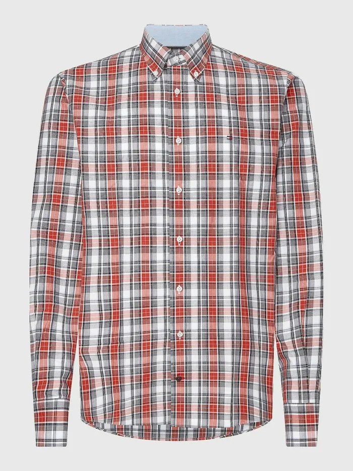 Tommy Hilfiger Madras Check Regular Fit Shirt Cinnabar RedTh NavyTh White Mens Shirts For Sale