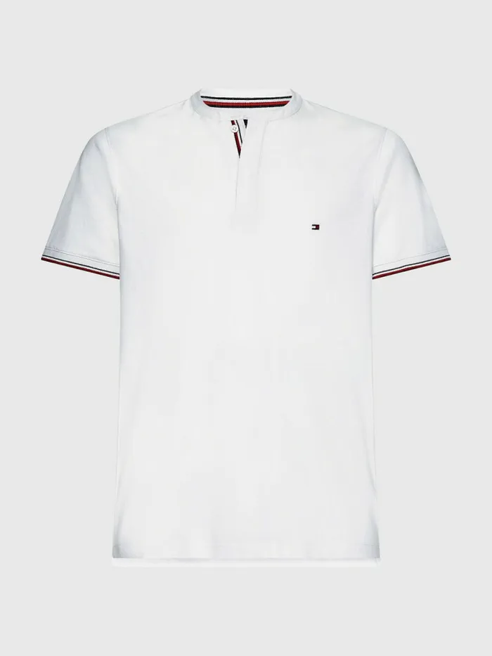 Tommy Hilfiger Mandarin Collar Slim Fit Polo White Mens Polo Shirts Gift for Friend