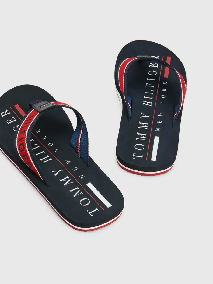 Tommy Hilfiger Maritime Logo FlipFlops Desert Sky Mens Sandals Sliders and Flip Flops Near Me