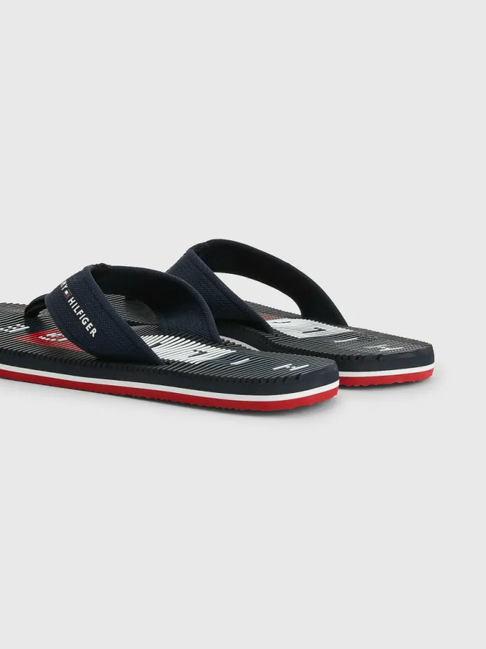 Tommy Hilfiger Massage Footbed Logo FlipFlops Desert Sky Mens Sandals Sliders and Flip Flops On Sale