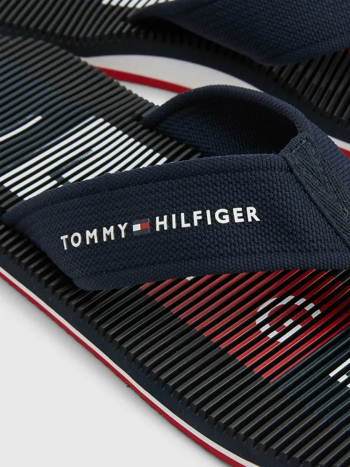 Tommy Hilfiger Massage Footbed Logo FlipFlops Desert Sky Mens Sandals Sliders and Flip Flops On Sale