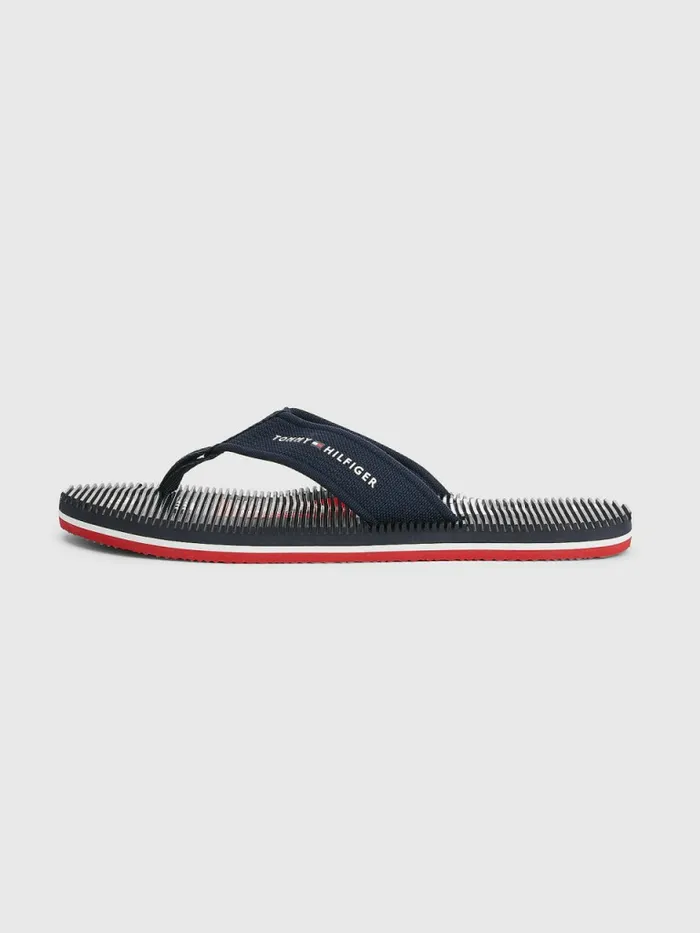 Tommy Hilfiger Massage Footbed Logo FlipFlops Desert Sky Mens Sandals Sliders and Flip Flops On Sale