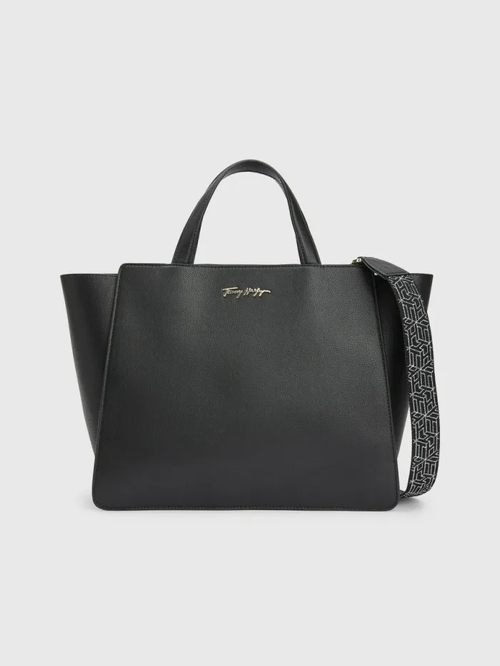 Tommy Hilfiger Metal Logo Tote Black Womens Bags Near Me