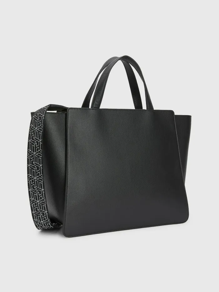 Tommy Hilfiger Metal Logo Tote Black Womens Bags Near Me
