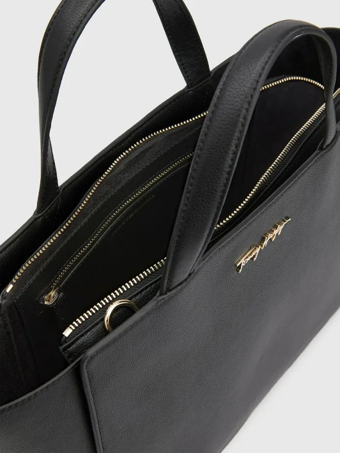 Tommy Hilfiger Metal Logo Tote Black Womens Bags Near Me