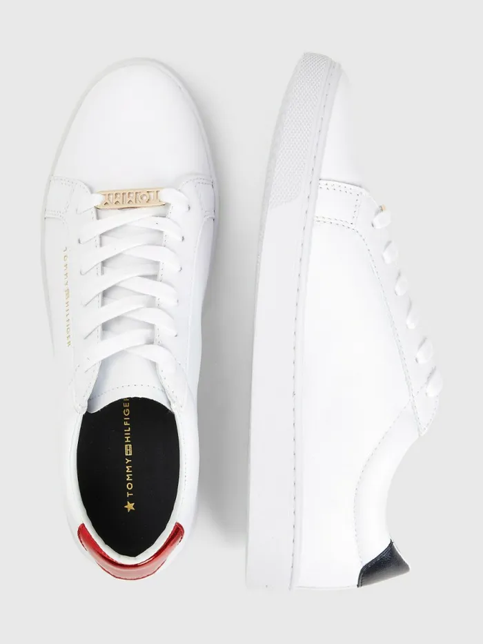 Tommy Hilfiger Metallic Back LaceUp Trainers Rwb Womens Trainers Gift for Friend