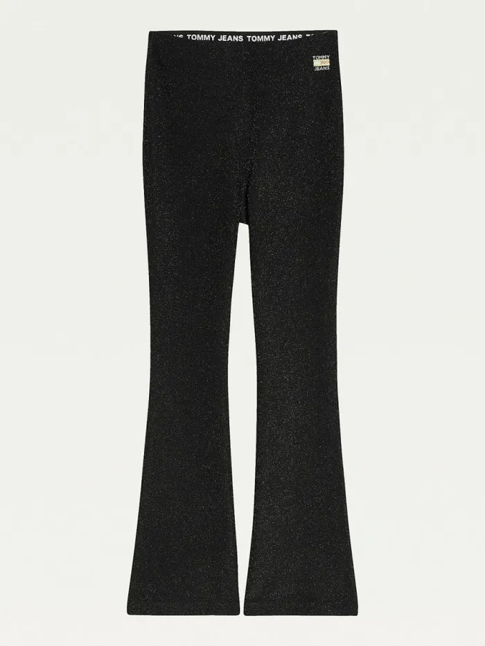 Tommy Hilfiger Metallic Fibre Flare Leggings Black Womens CoOrds