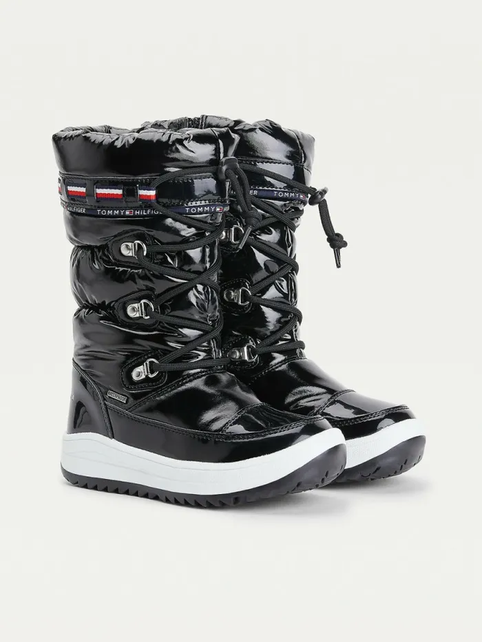 Tommy Hilfiger Metallic LaceUp Snow Boots Black Girls Shoes and Accessories Casaul Tommy Hilfiger Metallic LaceUp Snow Boots Black Girls Shoes and Accessories Casaul