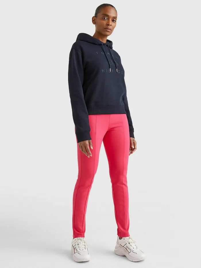 Tommy Hilfiger Metallic Logo Embroidery Hoody Desert Sky Womens Sweatshirts and Hoodies Sale