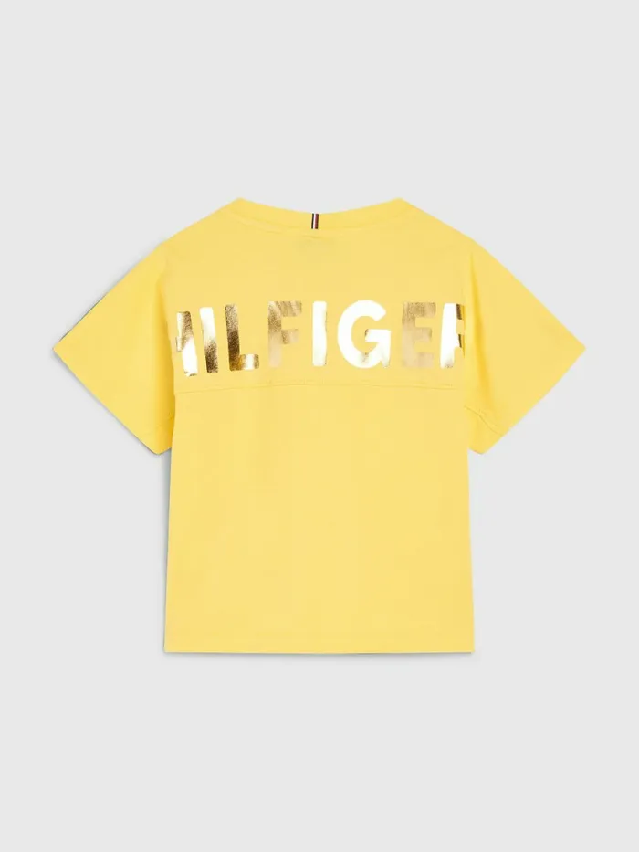 Tommy Hilfiger Metallic Logo Organic Cotton TShirt Soleil Girls Tops and TShirts Gift Ideas
