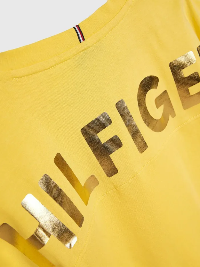 Tommy Hilfiger Metallic Logo Organic Cotton TShirt Soleil Girls Tops and TShirts Gift Ideas