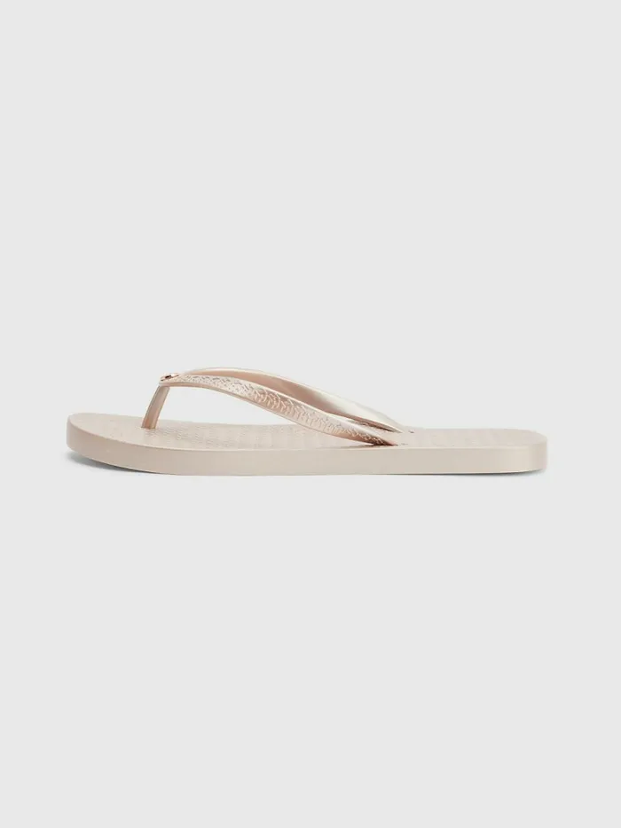 Tommy Hilfiger Metallic Monogram FlipFlops Rose Gold Womens Sandals Popular