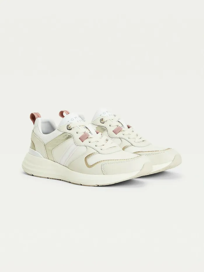 Tommy Hilfiger Metallic Retro Trainers White Dove Womens Trainers Online