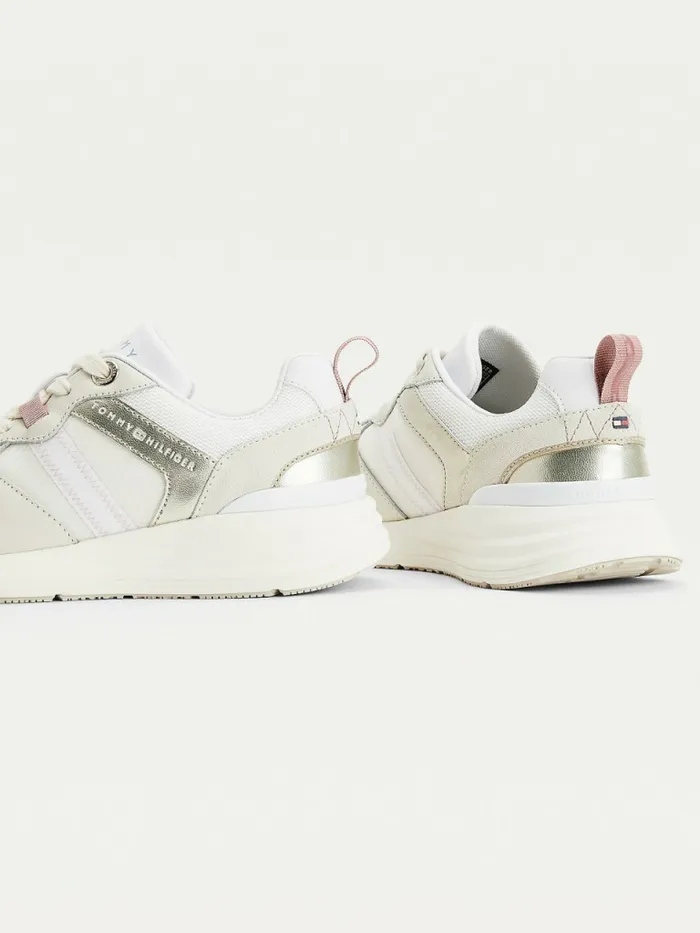Tommy Hilfiger Metallic Retro Trainers White Dove Womens Trainers Online