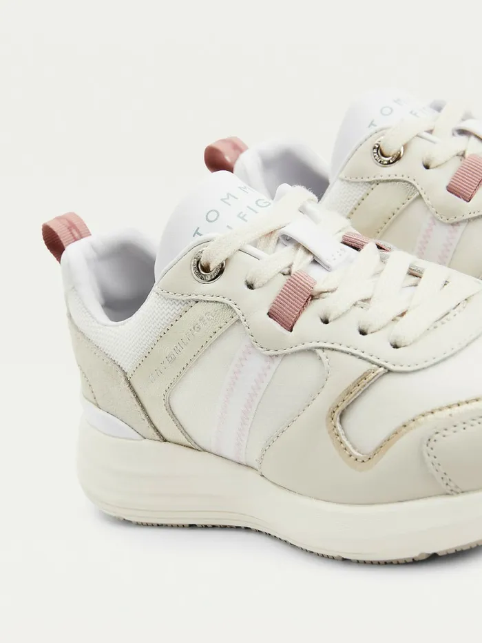Tommy Hilfiger Metallic Retro Trainers White Dove Womens Trainers Online