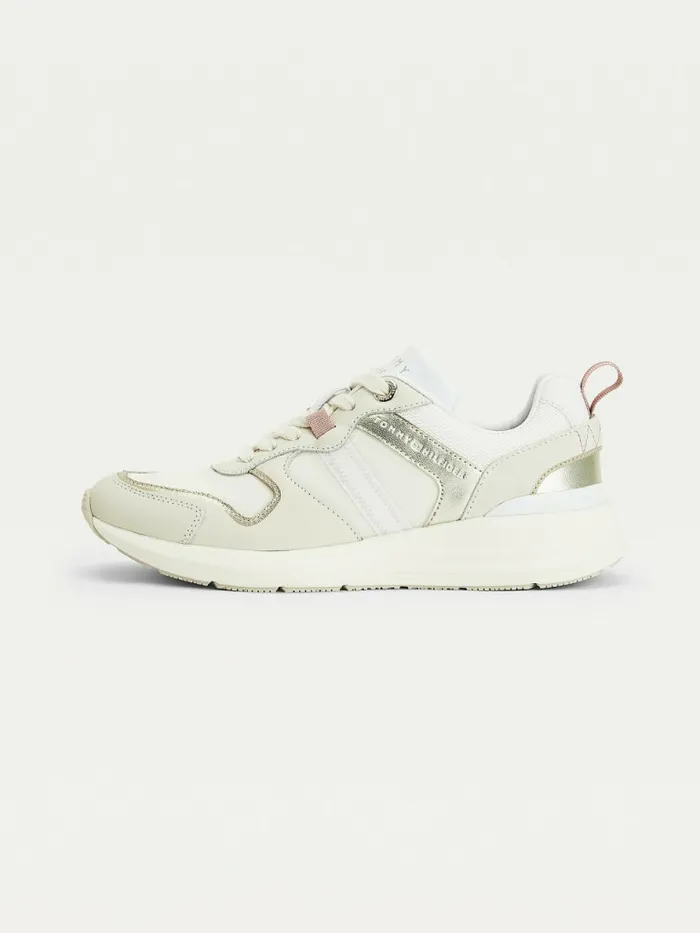 Tommy Hilfiger Metallic Retro Trainers White Dove Womens Trainers Online