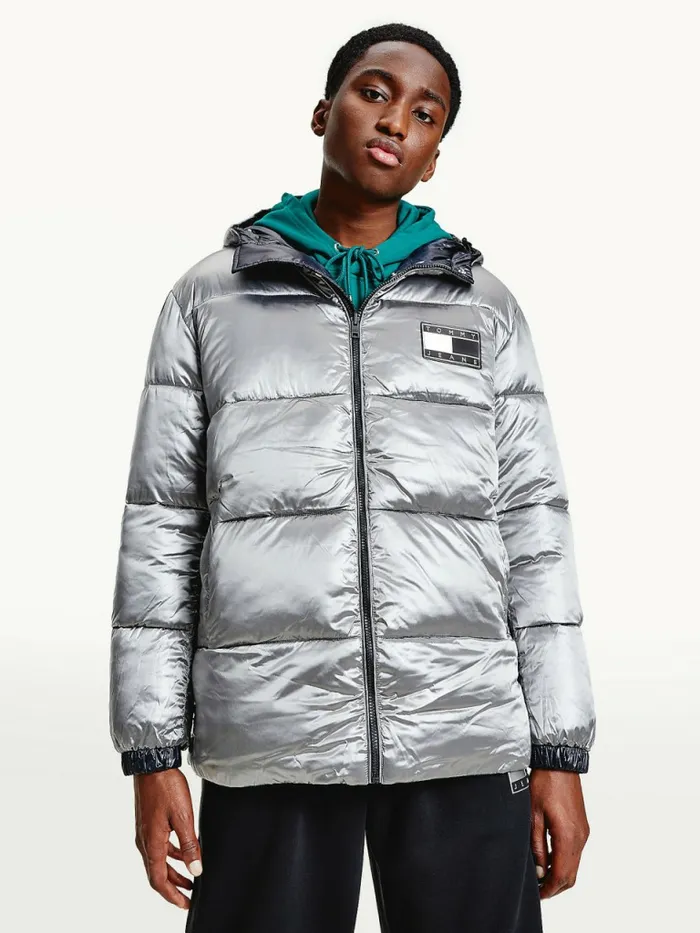 Tommy Hilfiger Metallic Reversible Padded Puffer Jacket Black Mens Coats and Jackets Gift Ideas