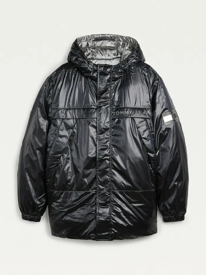 Tommy Hilfiger Metallic Reversible Padded Puffer Jacket Black Mens Coats and Jackets Gift Ideas