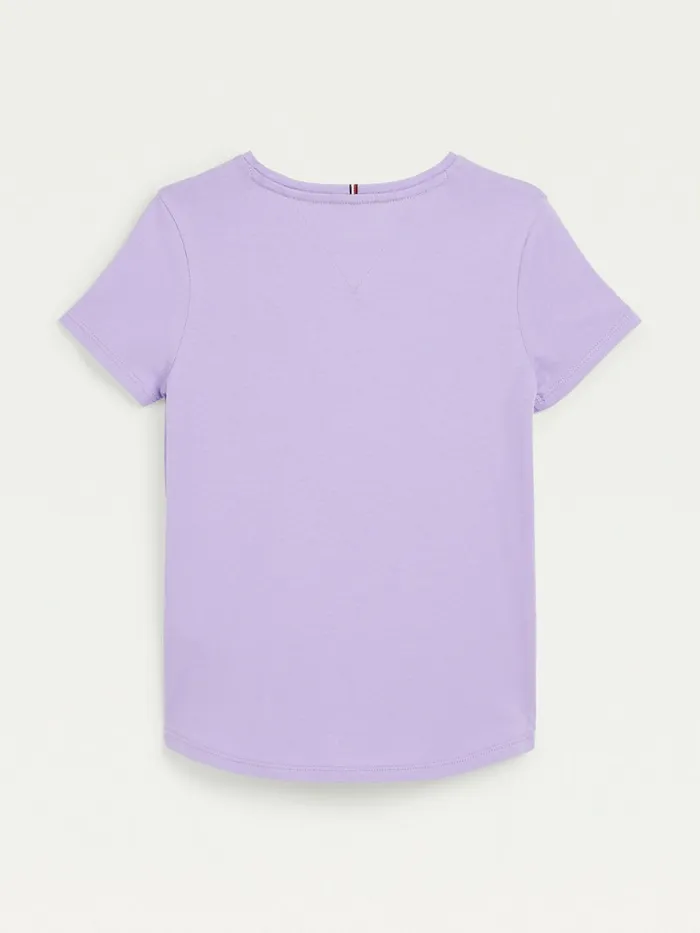 Tommy Hilfiger Metallic Signature Logo TShirt Violet Viola Girls Tops and TShirts Fashion
