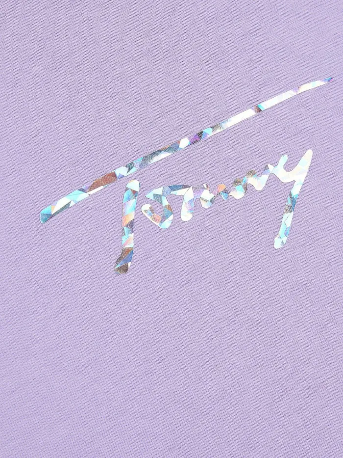 Tommy Hilfiger Metallic Signature Logo TShirt Violet Viola Girls Tops and TShirts Fashion