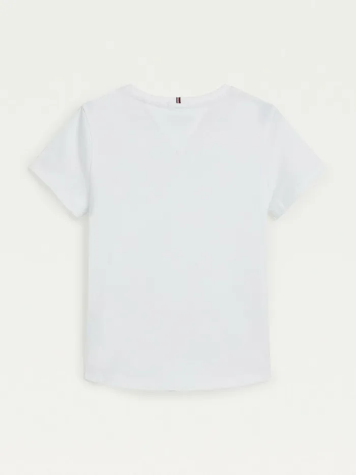 Tommy Hilfiger Metallic Signature Logo TShirt White Girls Tops and TShirts Online