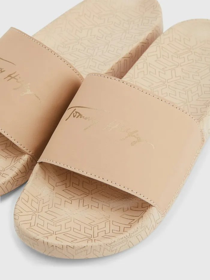 Tommy Hilfiger Metallic Signature Pool Slides Sandrift Womens Sandals Cheap On Sale