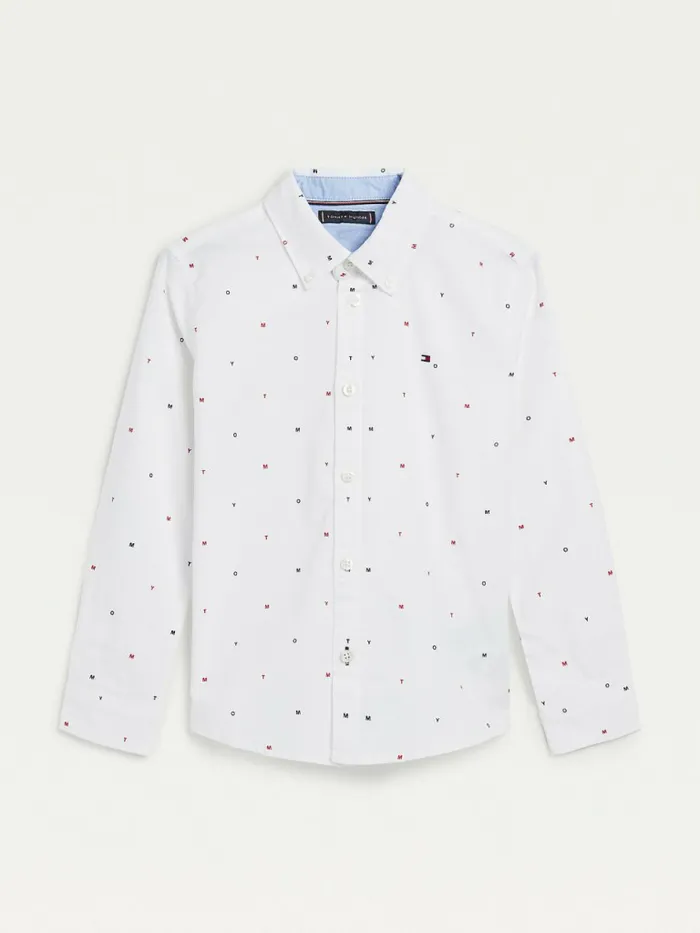 Tommy Hilfiger Micro Print Oxford Shirt White Boys Shirts Fashion