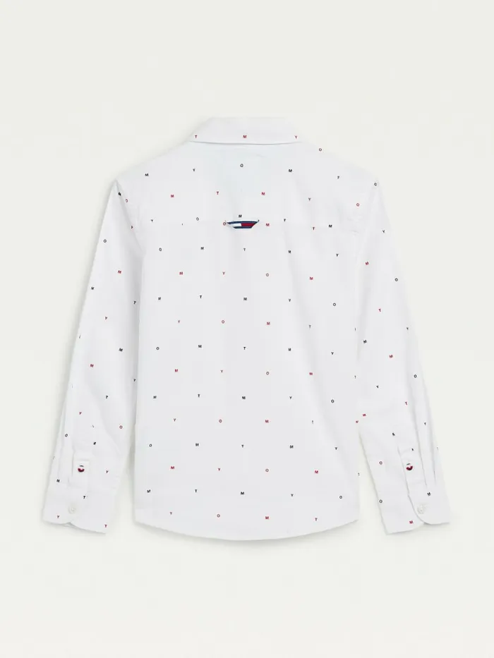Tommy Hilfiger Micro Print Oxford Shirt White Boys Shirts Fashion