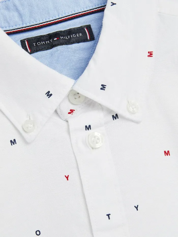 Tommy Hilfiger Micro Print Oxford Shirt White Boys Shirts Fashion