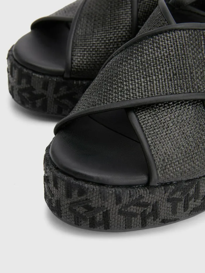 Tommy Hilfiger Mid Heel Platform Sandals Black Womens Sandals Gift Ideas