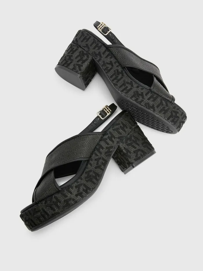 Tommy Hilfiger Mid Heel Platform Sandals Black Womens Sandals Gift Ideas