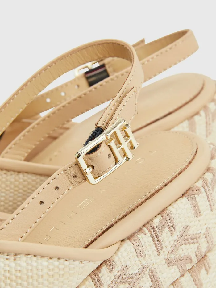 Tommy Hilfiger Mid Heel Platform Sandals Ecru Womens Sandals On Sale