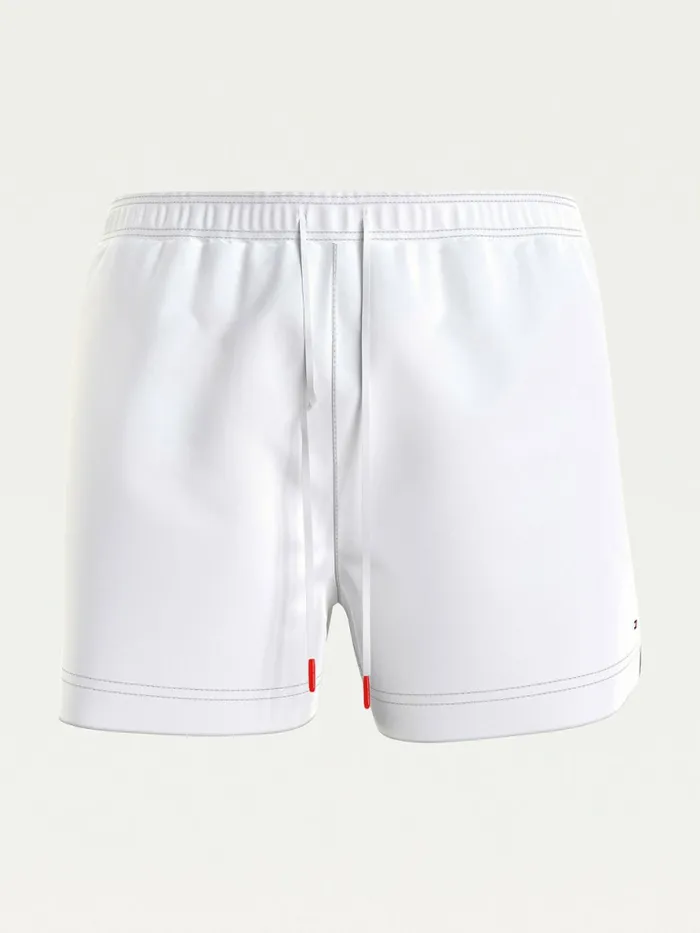 Tommy Hilfiger Mid Length Drawstring Swim Shorts White Mens Swimwear Popular