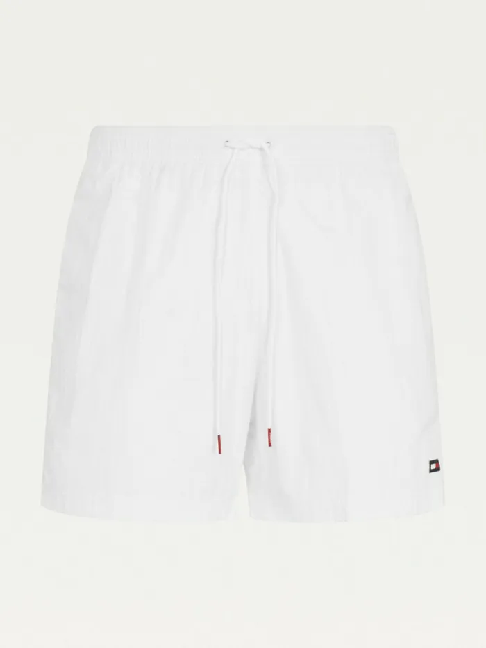 Tommy Hilfiger Mid Length Drawstring Swim Shorts White Mens Swimwear Popular
