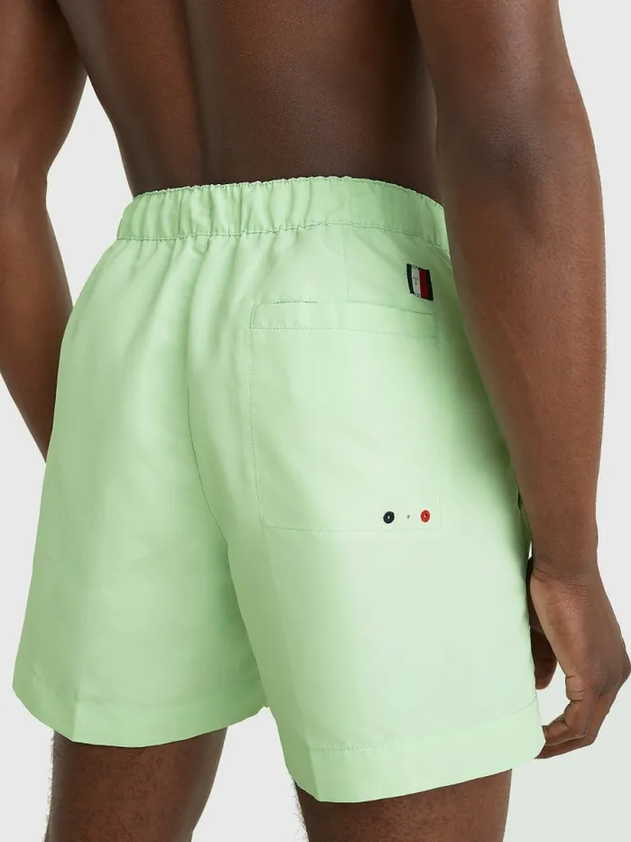 Tommy Hilfiger Mid Length Signature Logo Swim Shorts Opal Green Mens Swimwear Sale