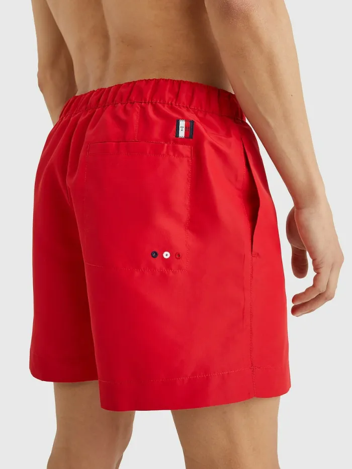 Tommy Hilfiger Mid Length Signature Logo Swim Shorts Primary Red Mens Swimwear Gift Ideas